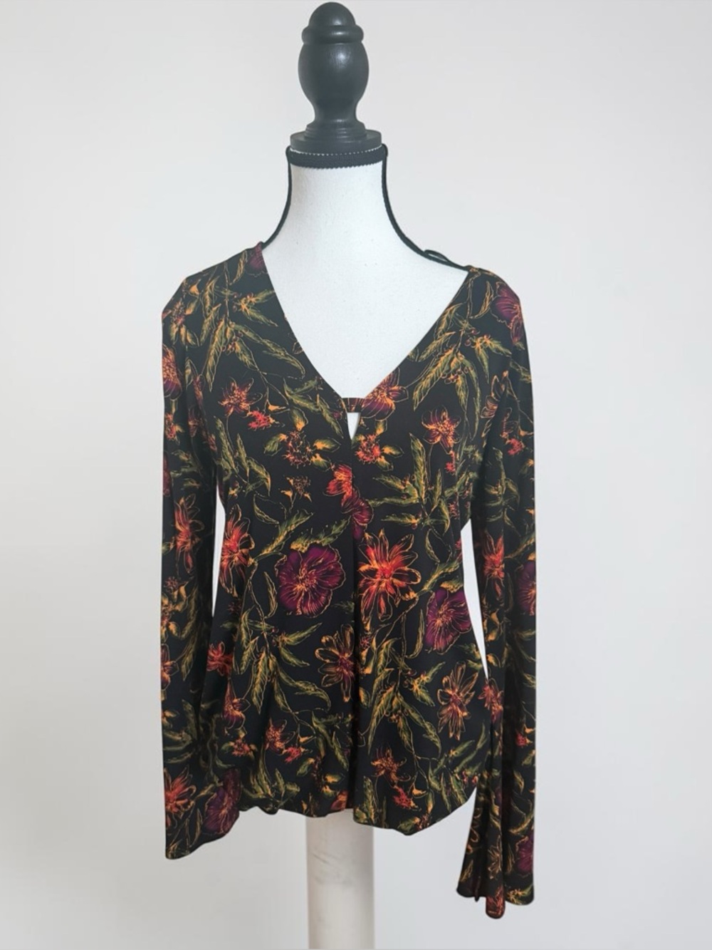 Catherine Catherine Malandrino Pullover Top Blouse Floral Bell Sleeve Size Sml